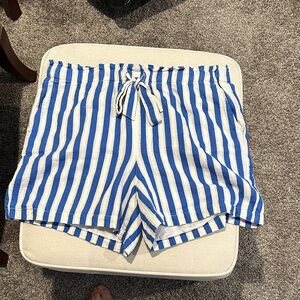 J. Crew Blue and White Striped High Waist Shorts